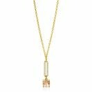ZINZI gold plated silver belcher chain necklace with dazzling open oval shape and square pendant in light pink 42-45cm ZIC2579
