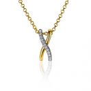 15mm ZINZI Sterling Silver Pendant Crossover Bicolor White Zirconias ZIH2234 (excl. necklace)