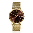 ZINZI Roman Watch 34mm Brown Dial Gold Colored Stainless Steel Case and Mesh Strap  ZIW536M