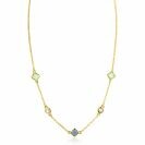 ZINZI zlv. collier gg.verg. klavers blauw/groen/zirc