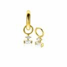5mm ZINZI gold-plated silver earring pendants with two white zirconia stones in trendy shapes, ZICH-BF117Y (without hoops)