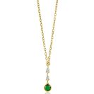 ZINZI Gold Plated Sterling Silver Chain Necklace with Beautiful Pendant (31mm): 2 Triangle Settings with White Zirconias and a Round Green Color Stone 40-45cm ZIC-BF69G