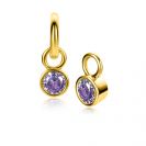 JUNE Earrings Pendants Gold Plated with Birthstone Light Purple Amethyst Zirconia (excl. hoop earrings)