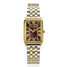 ZINZI Elegance Watch 28mm Brown Dial and Rectangular Case Stainless Steel bicolor Chain Strap Japanese movement ZIW1936