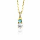 19mm ZINZI Gold Plated Sterling Silver Pendant 2 Prong Settings Blue and White Zirconia with Luxurious Bail ZIH2438 (excl. necklace)