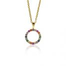 12mm ZINZI Gold Plated Sterling Silver Pendant Rainbow Color Stones ZIH2170 (excl. necklace)