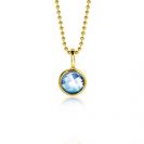 DECEMBER Pendant 8mm Gold Plated Birthstone Blue Topaz Zirconia (excl. necklace)