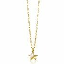 ZINZI gold plated silver necklace with paperclip links and large starfish pendant with oval white freshwater pearl 40-45cm ZIC2641