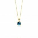 ZINZI Gold 14 ct gold necklace with a chic square pendant set with London topaz 40-43cm ZGC537