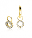 6mm ZINZI Gold 14 ct gold earring charms in a round shape set with white cubic zirconias ZGCH536 (no earrings)