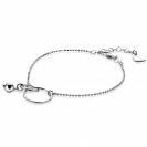 ZINZI Sterling Silver Bracelet with 2 Connected Open Circles and Bead Charm 17,5-20,5cm ZIA-BF62