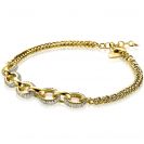 ZINZI Gold Plated Sterling Silver Curb Chain Bracelet Oval Chains with White Zirconias ZIA2203Y