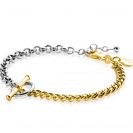 ZINZI Sterling Silver Bicolor Bracelet Trendy Rolo Chain and Gold Plated Curb Chain with Toggle Clasp 17-20cm ZIA2387