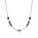 ZINZI Sterling Silver Paperclip Chain Necklace with Round and Rectangular Settings Cobalt and Blue Color Stones 42-45cm ZIC-BF44