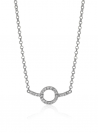 ZINZI Sterling Silver Necklace Circle and Bar Design with White Zirconias 42-45cm ZIC1063