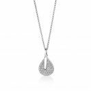 ZINZI zlv. hanger druppel zirc. en staafje + coll.45cm