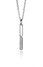 ZINZI Sterling Silver Necklace with Trendy Oval Pendant and White Zirconias 42-45cm ZIC2270