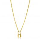 ZINZI Gold Plated Sterling Silver Curb Chain Necklace 45cm with Trendy Lock Charm 40-45cm ZIC2354G