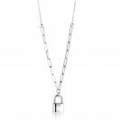 ZINZI Sterling Silver Paperclip Chain Necklace 45cm with Trendy Lock Charm 40-45cm ZIC2355