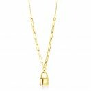 ZINZI Gold Plated Sterling Silver Paperclip Chain Necklace 45cm with Trendy Lock Charm 40-45cm ZIC2355G