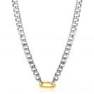 ZINZI Sterling Silver Curb Chain Statement Necklace 42cm with Gold Plated Oval Clasp ZIC2378