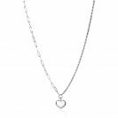 ZINZI Sterling Silver Chain Necklace with 2 Trendy Chains and Smooth Heart Pendant 40-45cm ZIC2381