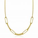 ZINZI Gold Plated Sterling Silver Necklace 45cm with 4 Large Oval Chains and Curb Chains ZIC2382