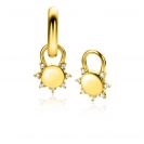 8mm ZINZI Gold Plated Sterling Silver Earrings Pendants Sun with White Zirconias ZICH2302 (excl. hoop earrings)