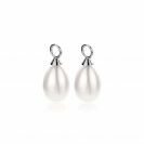 15mm ZINZI Sterling Silver Earrings Pendants Pearl White in Pear-shape ZICH355W (excl. hoop earrings)