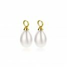 15mm ZINZI Gold Plated Sterling Silver Earrings Pendants Pearl White in Pear-shape ZICH355W (excl. hoop earrings)