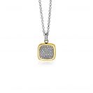 ZINZI Gold Plated Sterling Silver Pendant Square White Zirconia 18mm ZIH1070Y