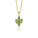 18mm ZINZI Gold Plated Sterling Silver Pendant Cactus Green ZIH2085