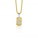 15mm ZINZI Gold Plated Sterling Silver Pendant Square Flat Bar White Zirconias ZIH2299 (excl. necklace)