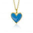 15mm ZINZI Gold Plated Sterling Silver Pendant Heart with Blue Enamel ZIH2314B (excl. necklace)