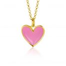15mm ZINZI Gold Plated Sterling Silver Pendant Heart with Pink Enamel ZIH2314R (excl. necklace)