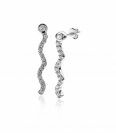 22mm ZINZI Sterling Silver Stud Earrings Wavy Bar White Zirconias ZIO2014