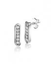 12mm ZINZI Sterling Silver Stud Earrings Bar Oval Shape White Zirconias ZIO2270
