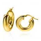 22mm ZINZI Gold Plated Sterling Silver Hoop Earrings Smooth width 5mm ZIO2277G