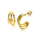 16mm ZINZI Gold Plated Sterling Silver Multi-look Stud Earrings 3 Smooth Bars ZIO2294
