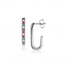 20mm ZINZI Sterling Silver Earrings with Oval Shape Set with Rainbow Zirconias ZIO2310MC