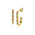 20mm ZINZI Gold Plated Sterling Silver Earrings with Oval Shape Set with Rainbow Zirconias ZIO2310YMC