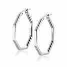 27mm ZINZI Sterling Silver Hoop Earrings in Trendy Hexagon 27x2mm ZIO2323