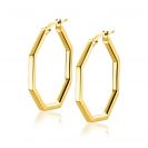 27mm ZINZI Gold Plated Sterling Silver Hoop Earrings in Trendy Hexagon 27x2mm ZIO2323G