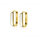 15mm ZINZI Gold Plated Sterling Silver Hoop Earrings Rectangular Shape with White Enamel 15x4mm ZIO2339W