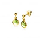 7mm ZINZI Gold Plated Sterling Silver Stud Earrings Bead with Dangling Round Green Swarovski Crystal ZIO2348
