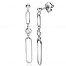 49mm ZINZI Sterling Silver Stud Earrings Long Paperclip Chains and Round White Zirconia ZIO2364