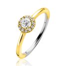 ZINZI gold-plated silver entourage engagement ring set with white zirconia and a small heart on the side ZIR2697Y