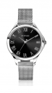 ZINZI Watch JULIA 34mm Black Dial Roman Figures Stainless Steel Case and Mesh Strap ZIW1101M