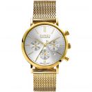 ZINZI Watch CHRONOGRAPH 34mm Silver Colored Dial with Date and Chronometers Gold Colored Stainless Steel Case and Mesh Strap 18mm ZIW1533