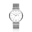 ZINZI Retro Watch White Dial Silver Colored Case and Stainless Steel Mesh Strap 38mm  ZIW406M